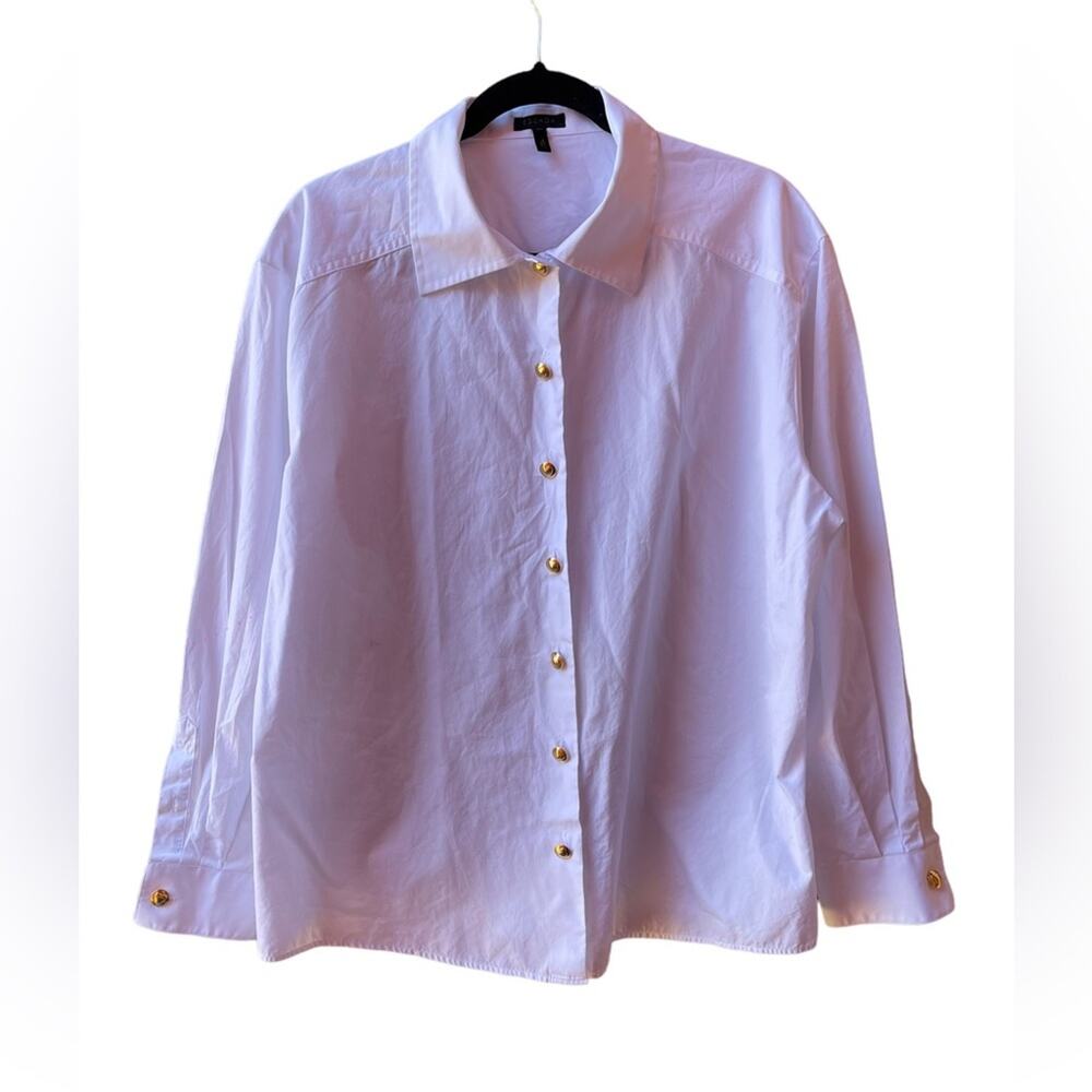 Escada Womens Button Up Shirt white Long Sleeve Size 46/US:XL